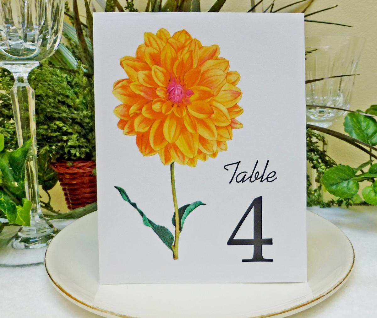 Wedding Table Card, Floral Table Card, Wedding Table Number, Wedding